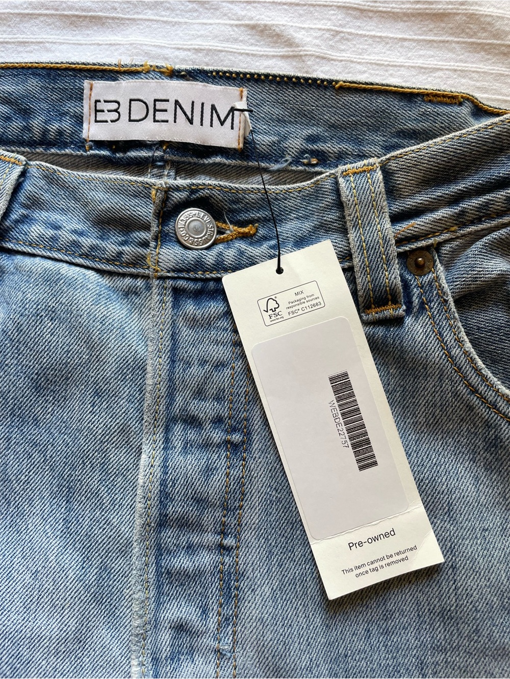EB Denim Light Blue Reconstructed Button-Fly Flare Jeans - Picture 6 of 7